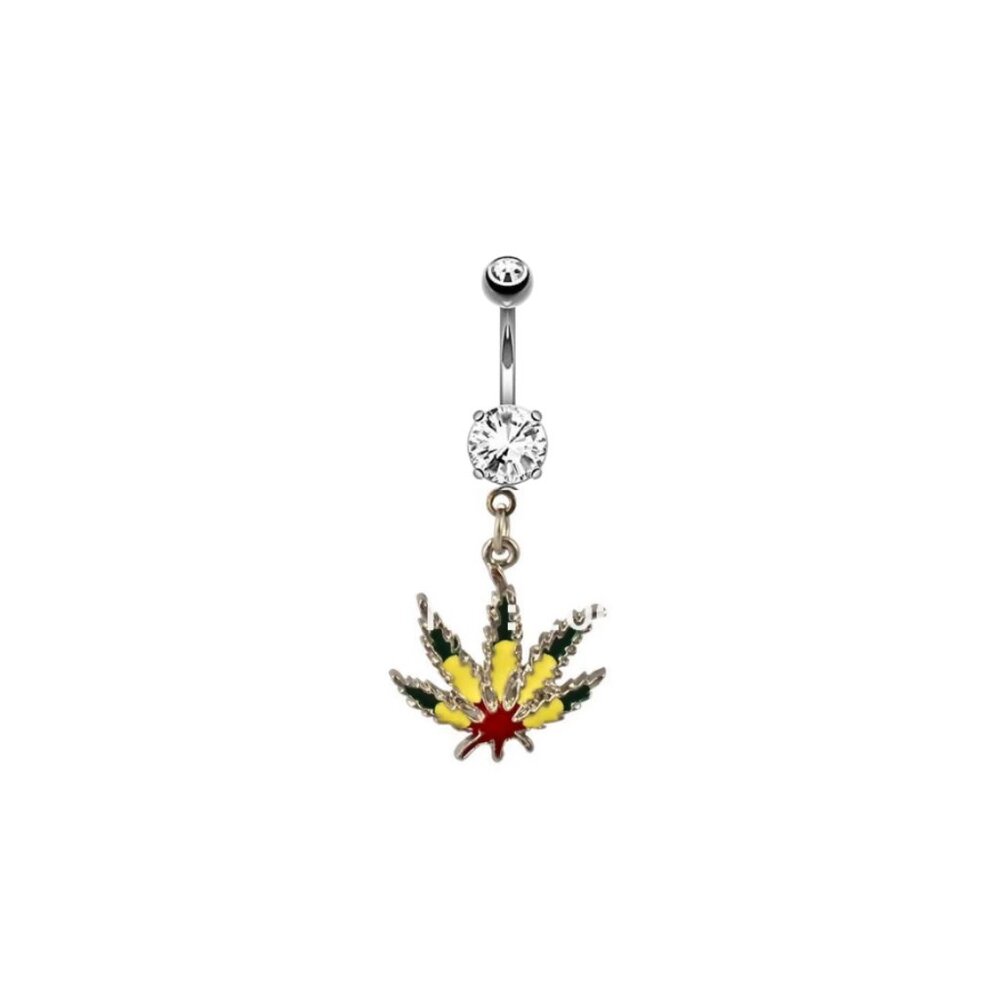 Rasta Weed Leaf Belly Ring